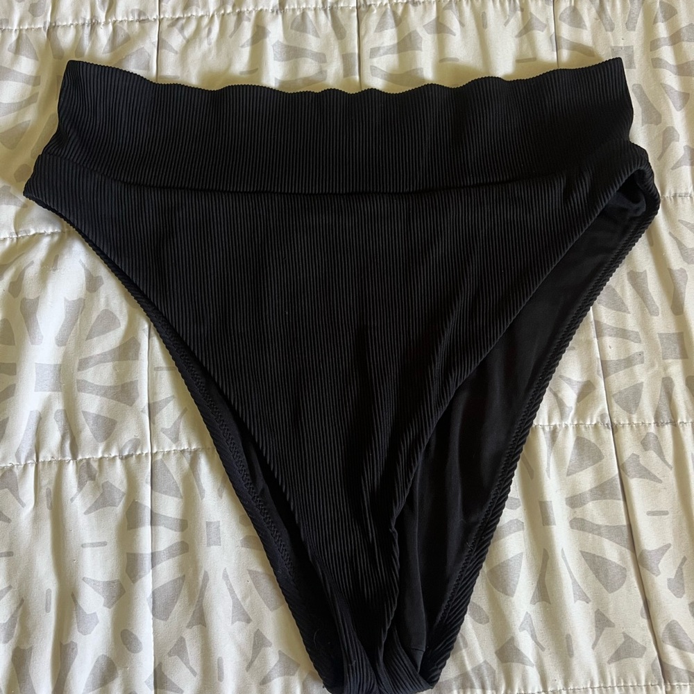 Aerie Black High-Waisted Swim Bottoms